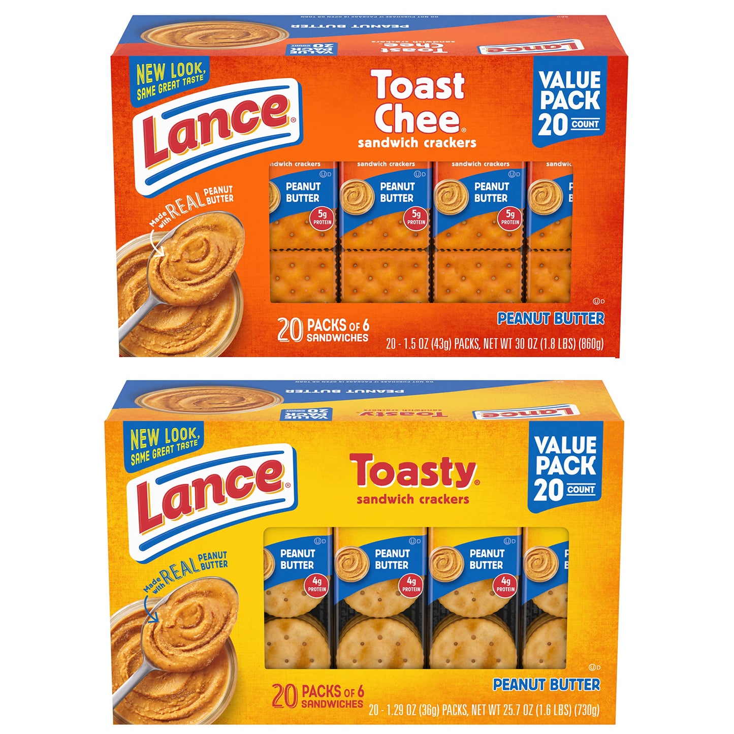 Lance Sandwich Crackers, Captain's Wafer Grilled Cheese, 10 Individual Packs, 6 Sandwiches Each