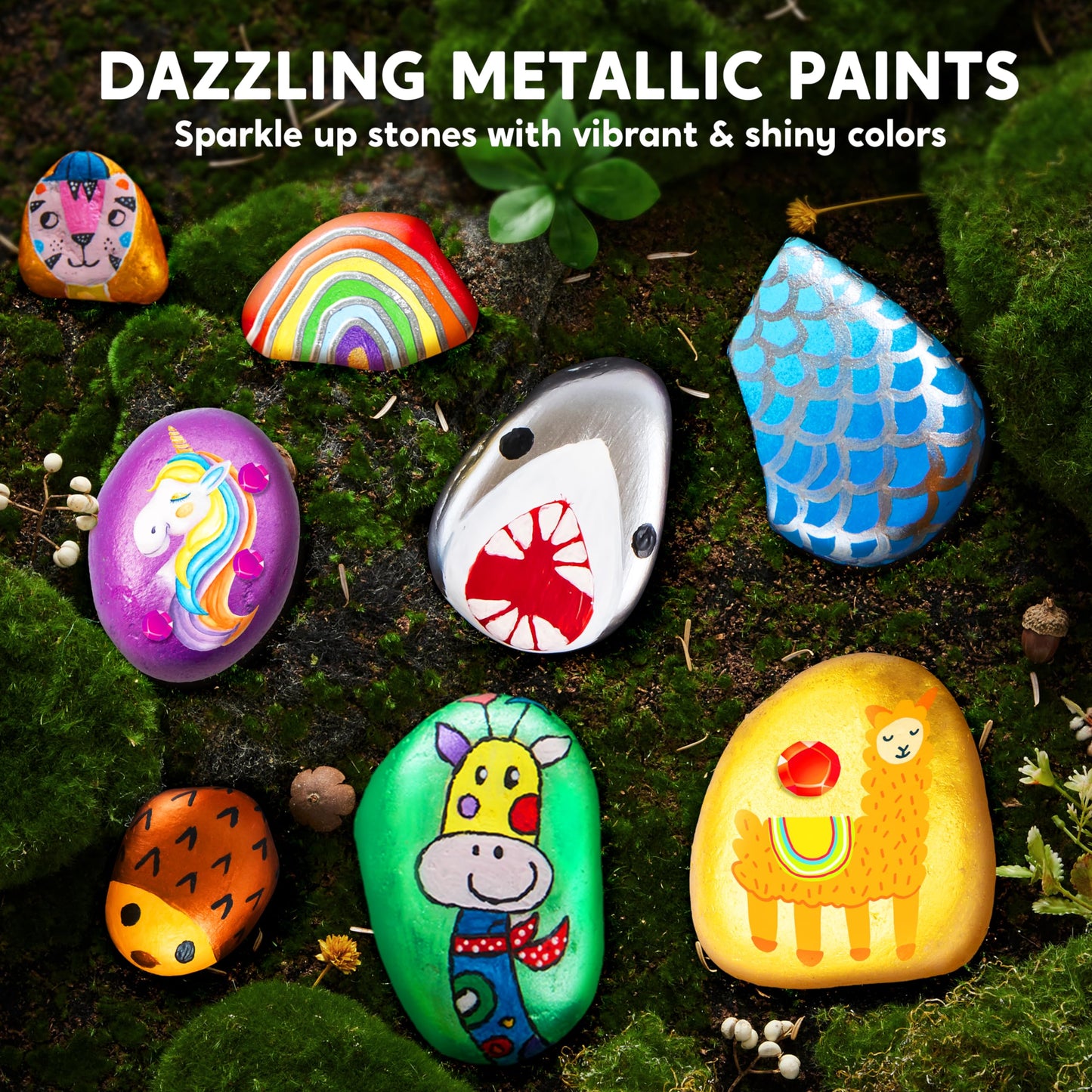 JOYIN Rock Painting Kit- Glow in The Dark Rock Kit, Arts and Crafts for Kids Ages 6-12, Art Supplies, Kids Craft Paint Kits, Arts & Crafts Toy for Boys Girls Birthday Party Gift