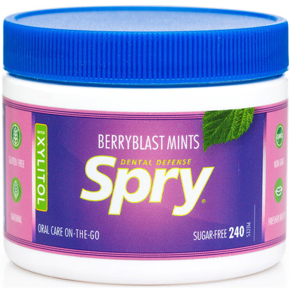 Spry Xylitol Peppermint Sugar Free Candy - Breath Mints That Promote Oral Health, Dry Mouth Mints That Increase Saliva Production, Stop Bad Breath, 240 Count (Pack of 1)