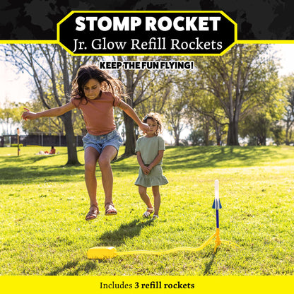 Stomp Rocket Jr Glow Rocket Refills - 3 Glow-in-The-Dark Rockets - Replacement Set for Soft Foam Rocket Launcher - Fun Outdoor Kids Toys Gift for Boys & Girls - Ages 3 & Up