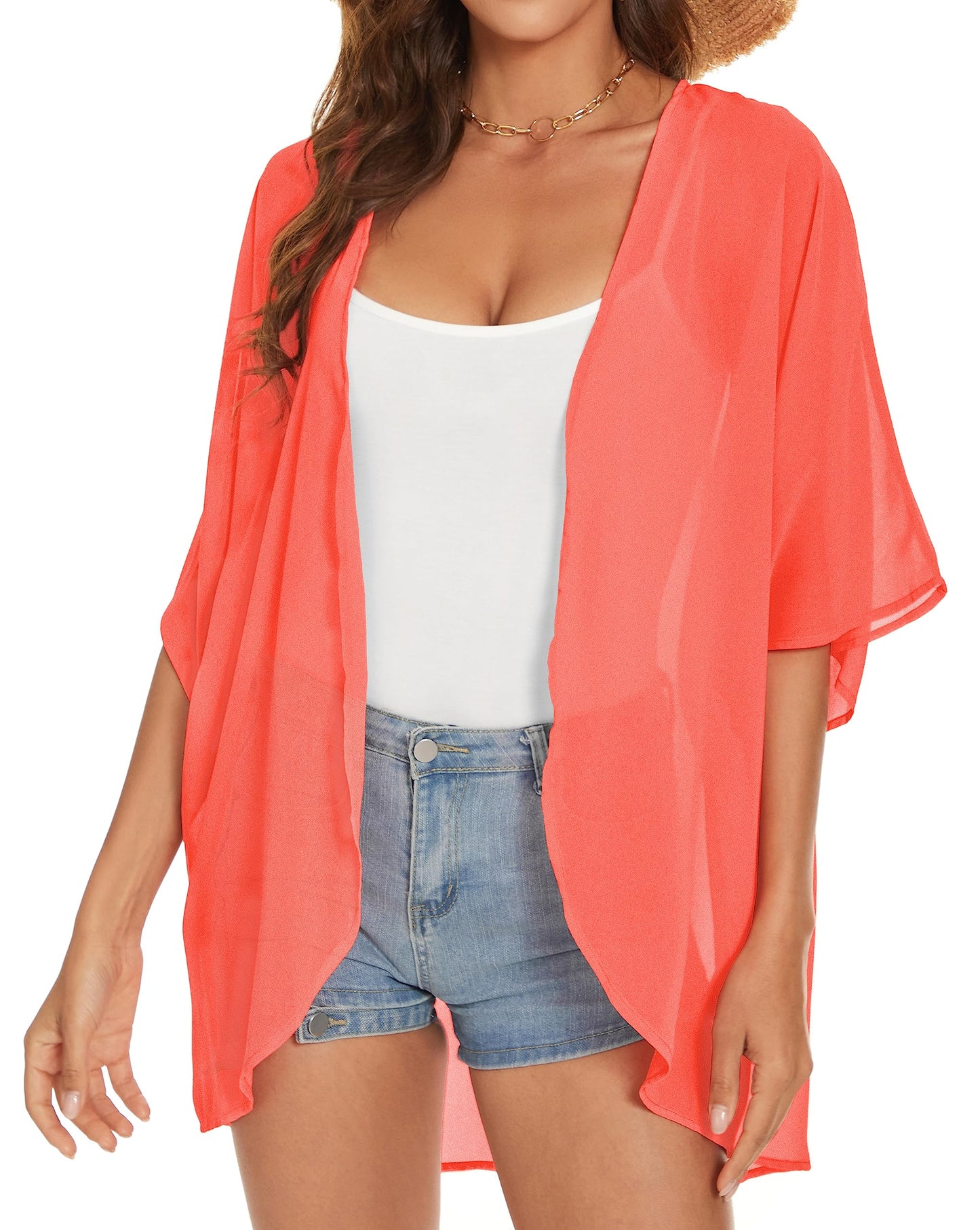 Womens Kimono Beach Cover Up Chiffon Cardigan Floral Tops Loose Capes