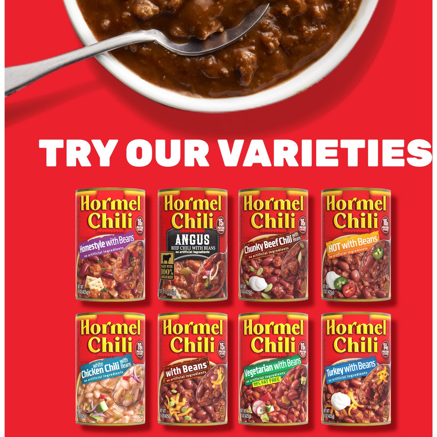 HORMEL Chili Chunky Beef Chili with Beans, No Artificial Ingredients, 15 Oz