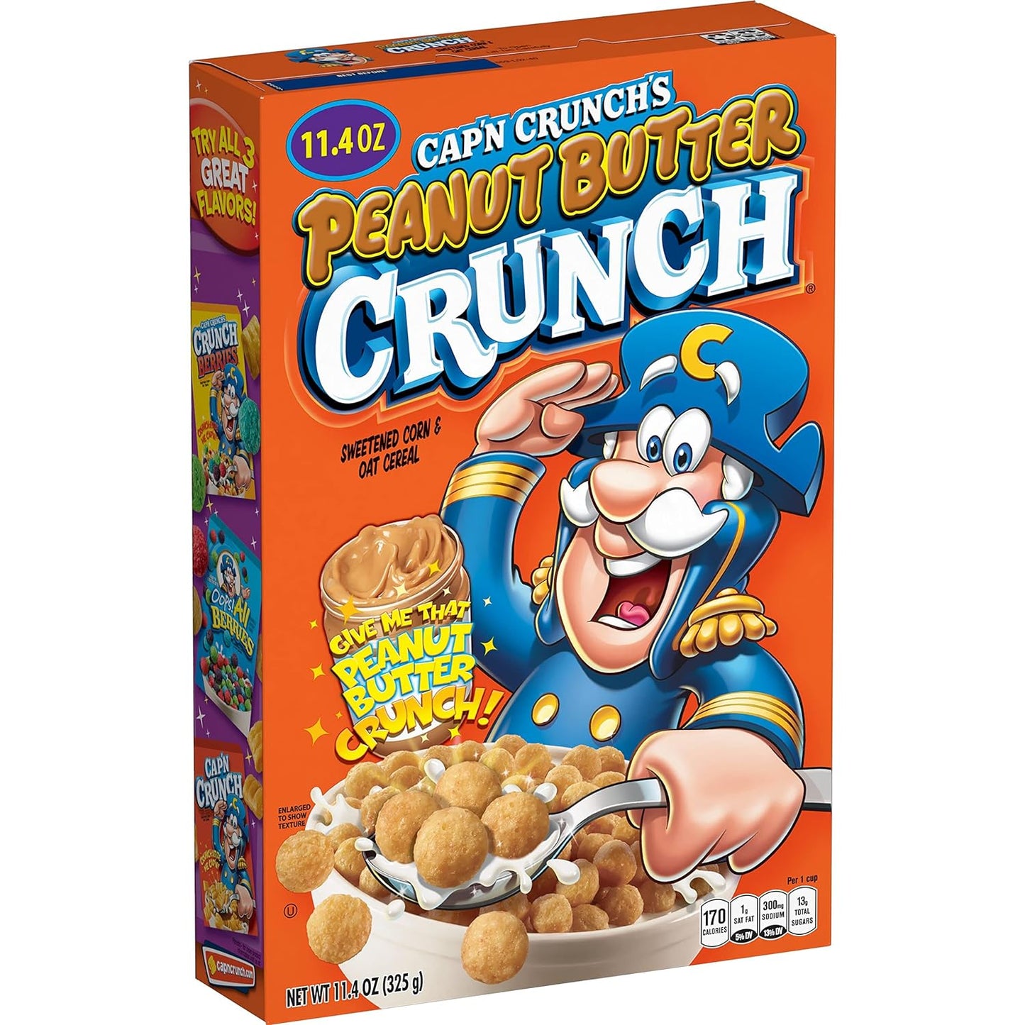 Cap'N Crunch Breakfast Cereal, Peanut Butter Crunch, 11.4oz Box