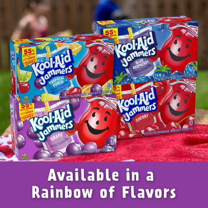 Kool-Aid Jammers Blue Raspberry Flavored Kids 0% Juice Drink (10 ct Box, 6 fl oz Pouches)