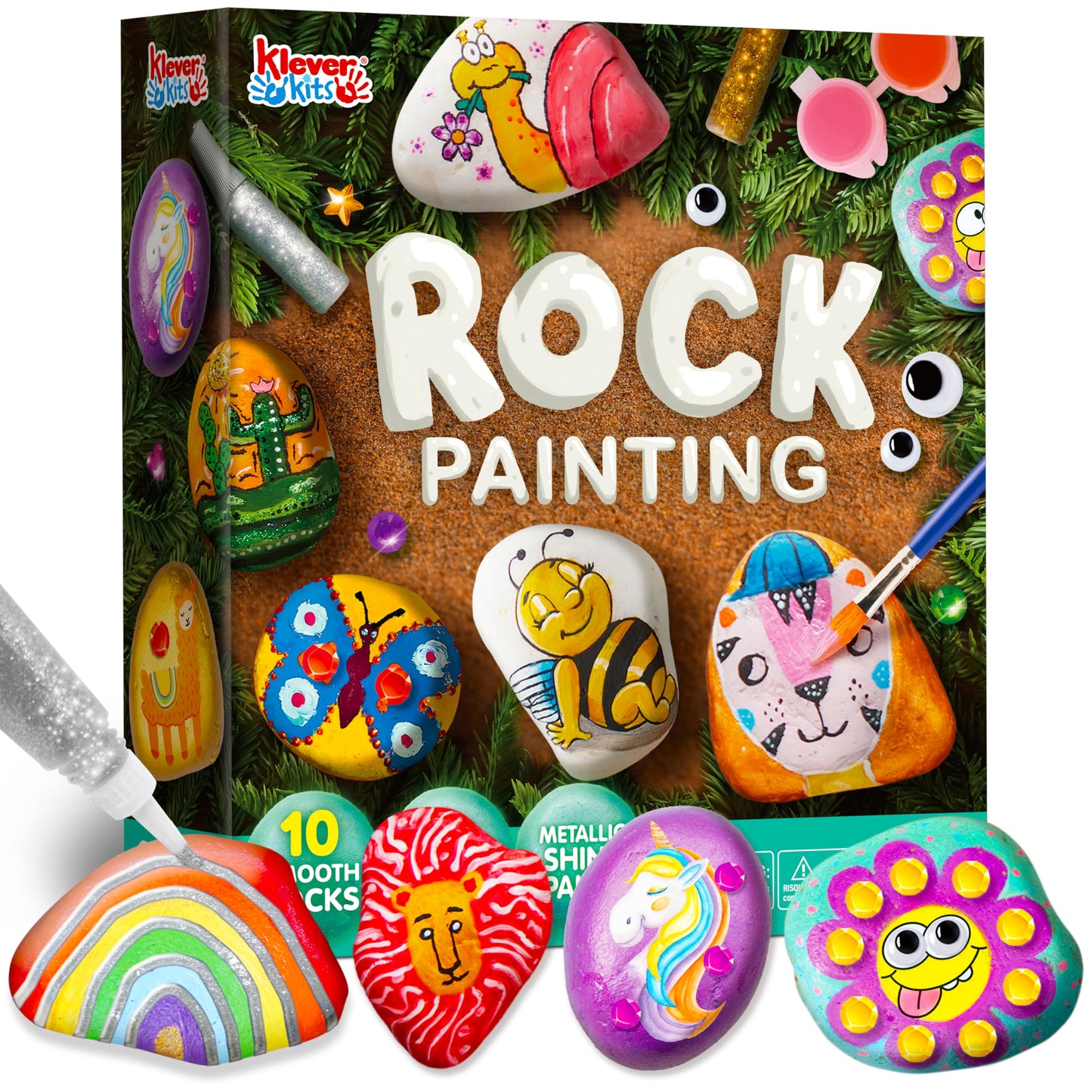 JOYIN Rock Painting Kit- Glow in The Dark Rock Kit, Arts and Crafts for Kids Ages 6-12, Art Supplies, Kids Craft Paint Kits, Arts & Crafts Toy for Boys Girls Birthday Party Gift