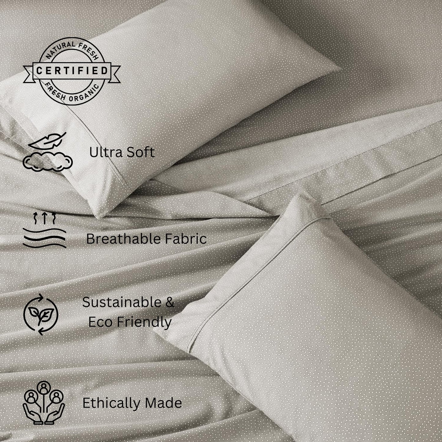 LANE LINEN 100% Organic Cotton Queen Sheet Set, 4Pc Cotton Sheets Queen Size Bed set, Soft & Breathable Percale Weave, Deep Pocket Queen Sheets, Hotel-Quality Bed Sheets Queen Size - White Bed Sheets