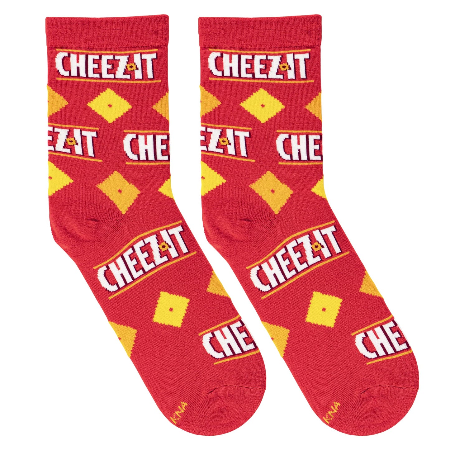 Crazy Socks for Men, Ritz Cracker, Funny Snack Food Novelty Print, Crew, Large