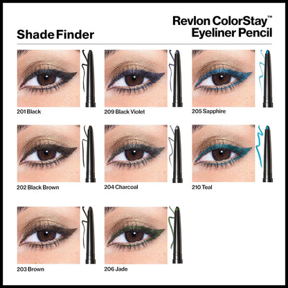 Revlon Pencil Eyeliner, ColorStay Eye Makeup with Built-in Sharpener, Waterproof, Smudge-proof, Longwearing with Ultra-Fine Tip, 202 Black Brown, 0.01 oz