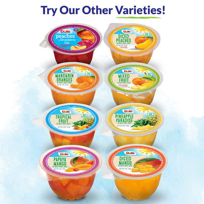 Dole Fruit Bowls Diced Peaches in 100% Juice Snacks, 4oz 12 Total Cups, Gluten & Dairy Free, Bulk Lunch Snacks for Kids & Adults