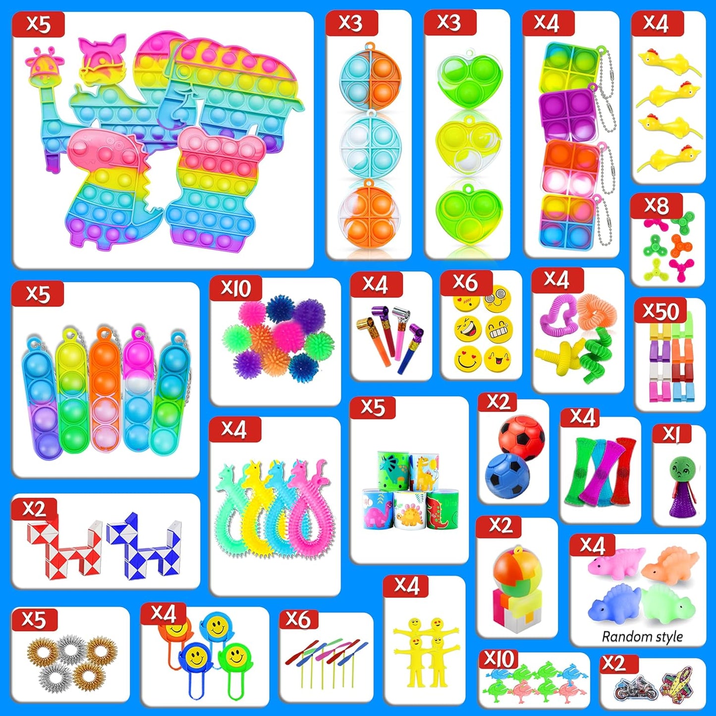 1000pcs Party Favors for Kids, Fidget Toys Pack, Stocking Stuffers, Birthday Toys, Prize Box, Treasure Box, Goodie Bag Stuffers,Carnival Prizes