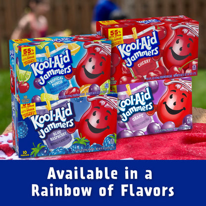 Kool-Aid Jammers Blue Raspberry Flavored Kids 0% Juice Drink (10 ct Box, 6 fl oz Pouches)