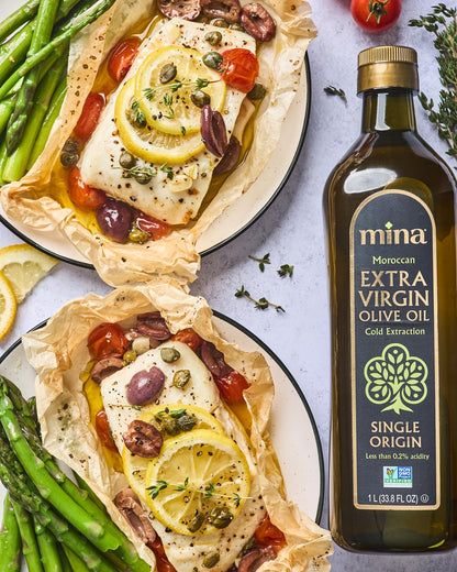 Mina Olive Oil Extra Virgin 68 Fl Oz, New Harvest, Polyphenol Rich Olive Oil for Cooking, Moroccan Extra Virgin Olive Oil, Single Origin Olive Oil, Cold Extraction, Less than 0.2% Acidity, 2 L