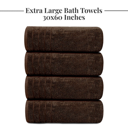 Tens Towels Large Bath Towels, 100% Cotton, 30 x 60 Inches Extra Large Bath Towels, Lighter Weight, Quicker to Dry, Super Absorbent, Perfect Bathroom Towels (Pack of 4)