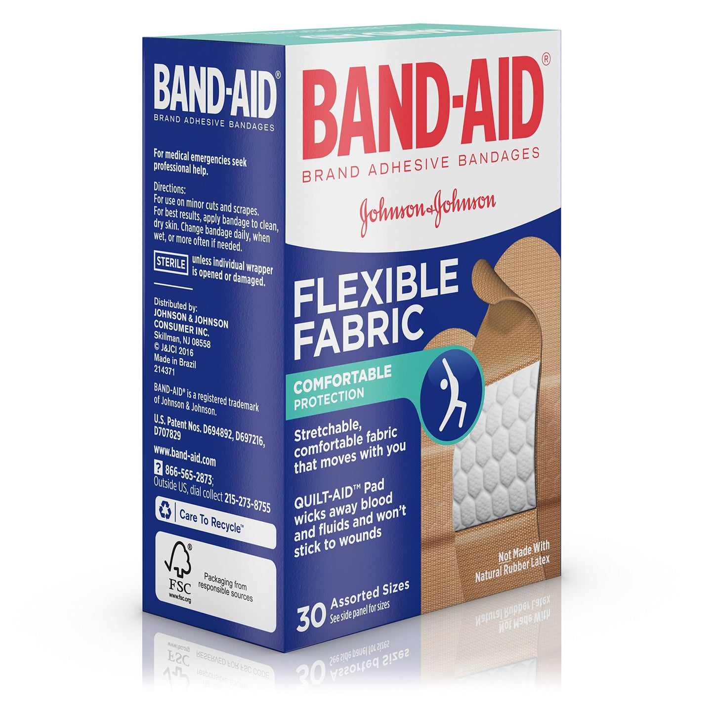 Band-Aid Brand Flexible Fabric Adhesive Bandages for Wound Care and First Aid, All One Size, 100 Count