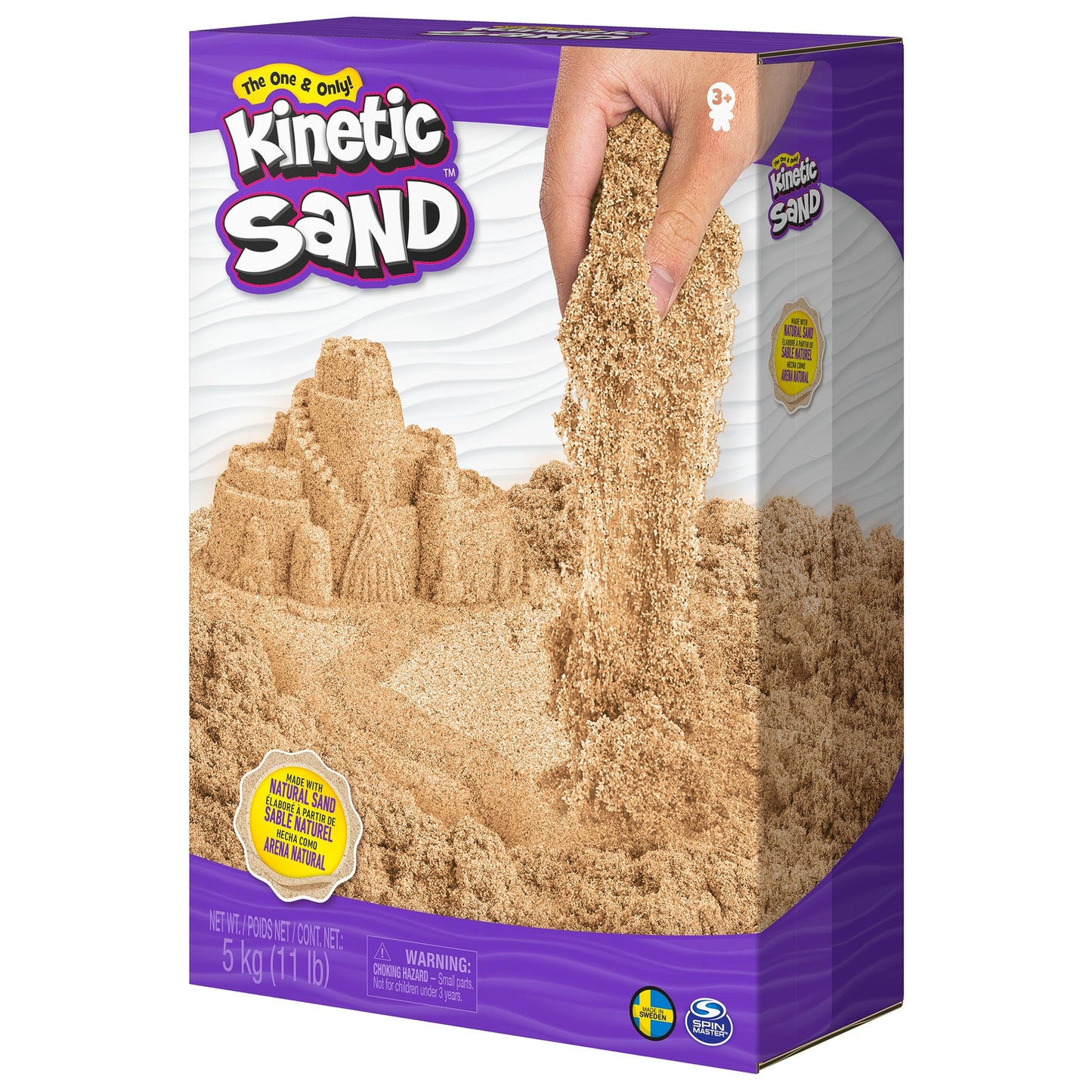 Kinetic Sand, 11lb (5kg) Natural Brown Bulk Play Sand for Arts and Crafts, Sandbox, Moldable Sensory Toys for Kids Ages 3+