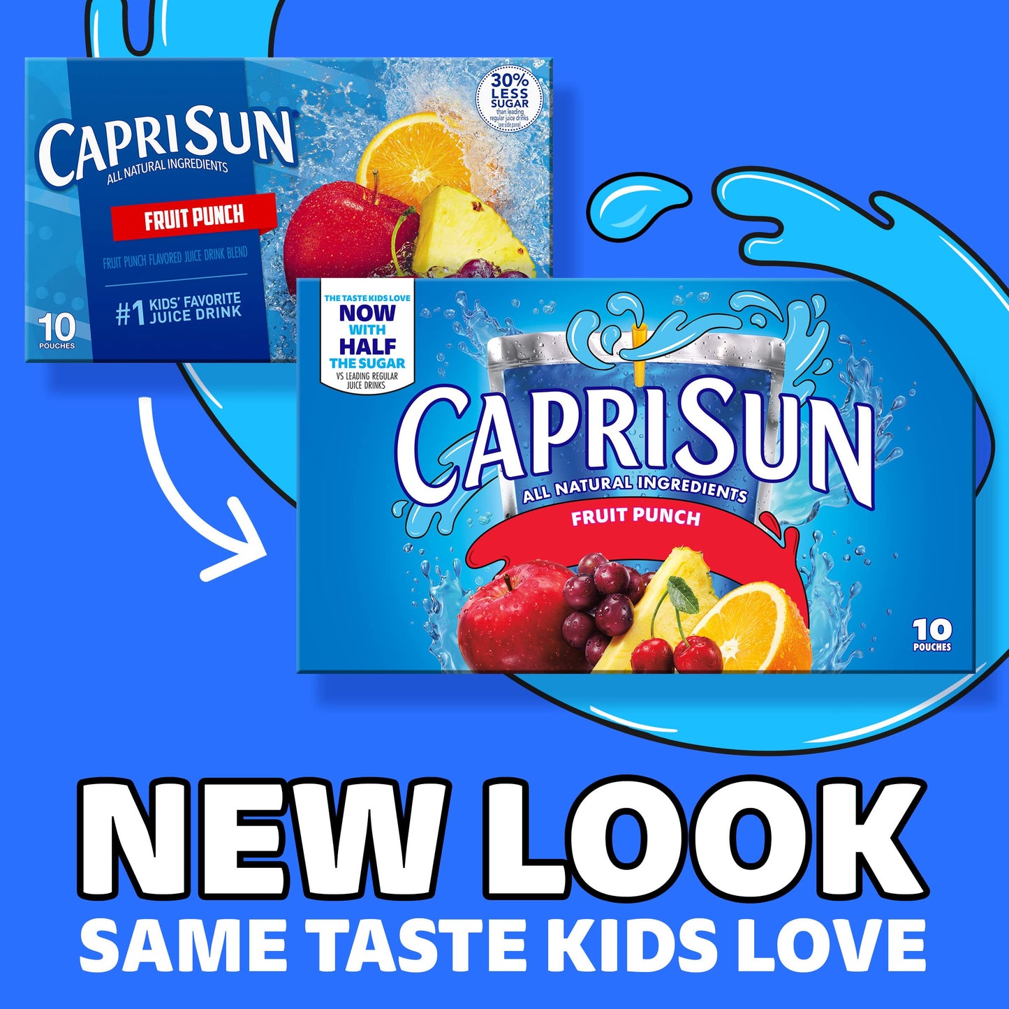 Capri Sun 100% Juice Fruit Punch Naturally Flavored Kids Juice Blend (40 ct Pack, 4 Boxes of 10 Pouches)