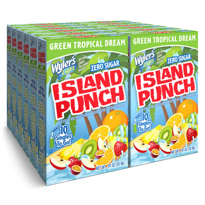 Wyler's Light Island Punch Singles to Go, Variety Pack, Fruity Red Punch, Purple Berry Wave, Berry Jammer and Blue Ocean Breeze, 1 Box (40 Single Servings)