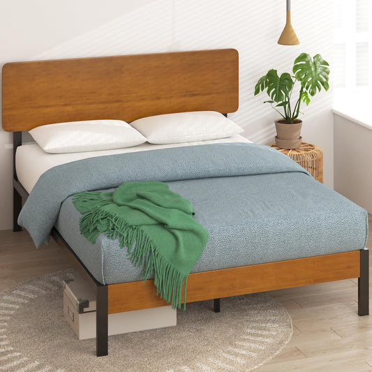 ZINUS Olivia Metal and Bamboo Platform Bed Frame, No Box Spring Needed, Wood Slat Support, Easy Assembly, Queen