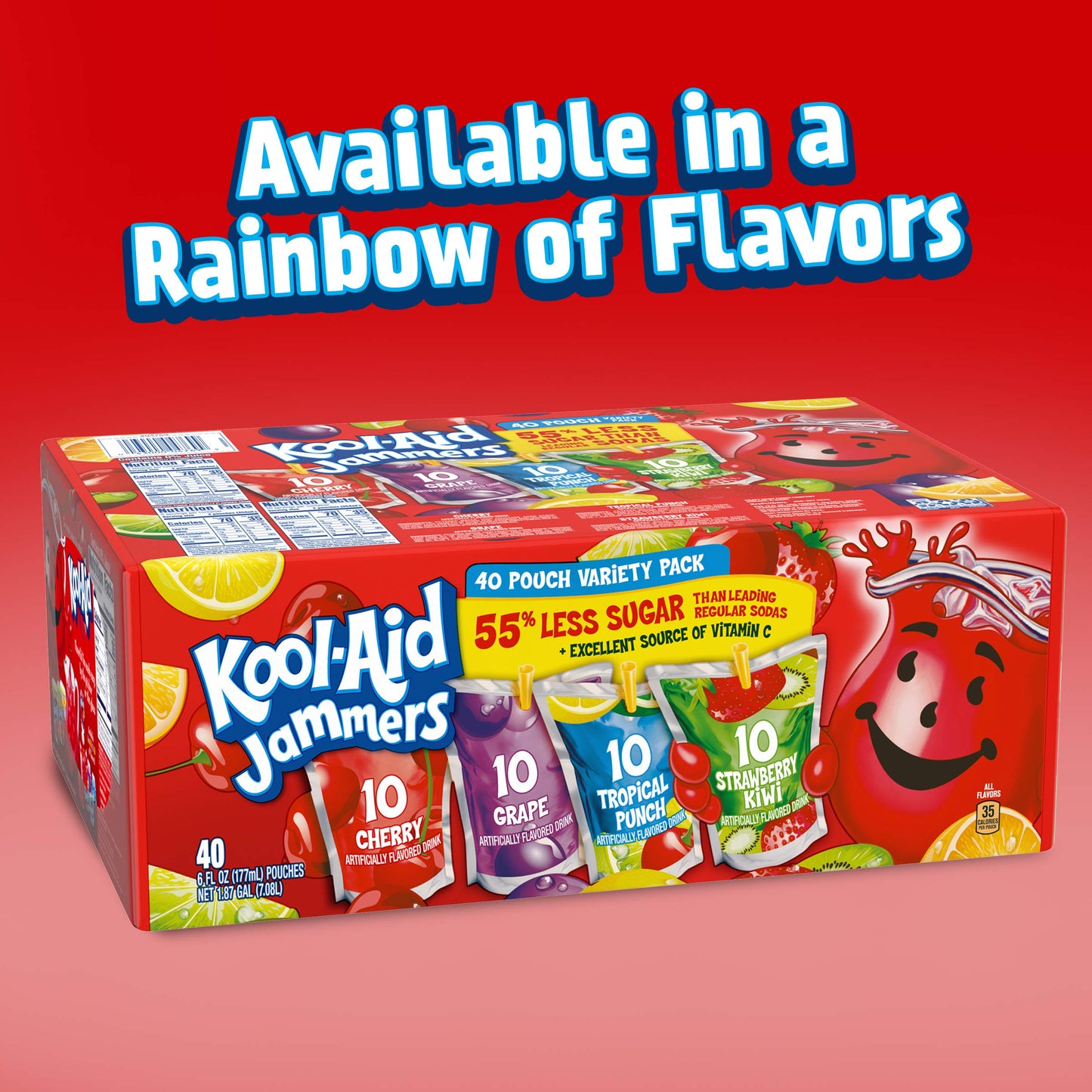 Kool-Aid Jammers Blue Raspberry Flavored Kids 0% Juice Drink (10 ct Box, 6 fl oz Pouches)