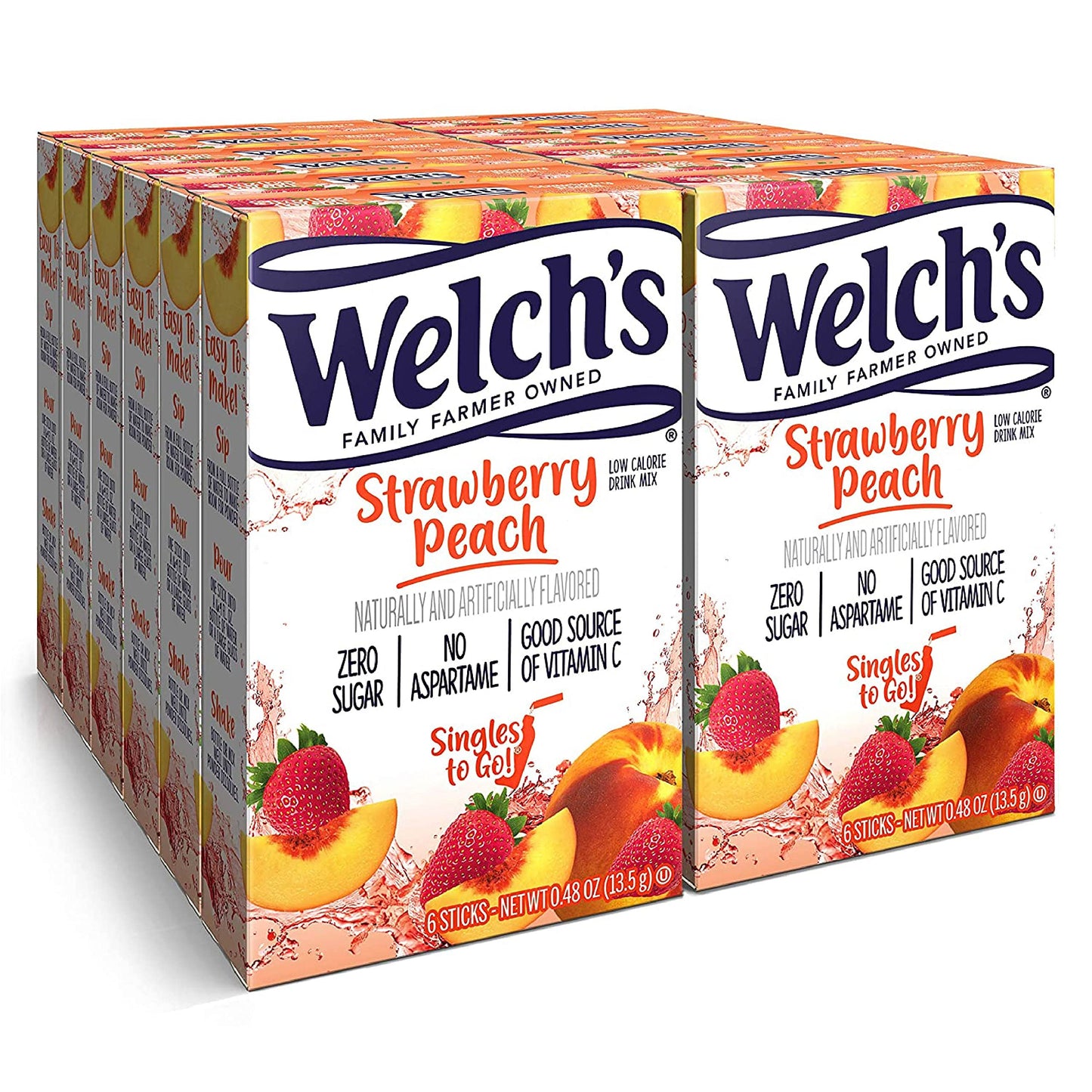 Welch's Singles To Go Variety Pack, Watertok Powdered Drink Mix, Includes 4 Flavors, Grape, Passion fruit, Strawberry Peach, Cherry Pomegranate, 1 Box (30 Servings)