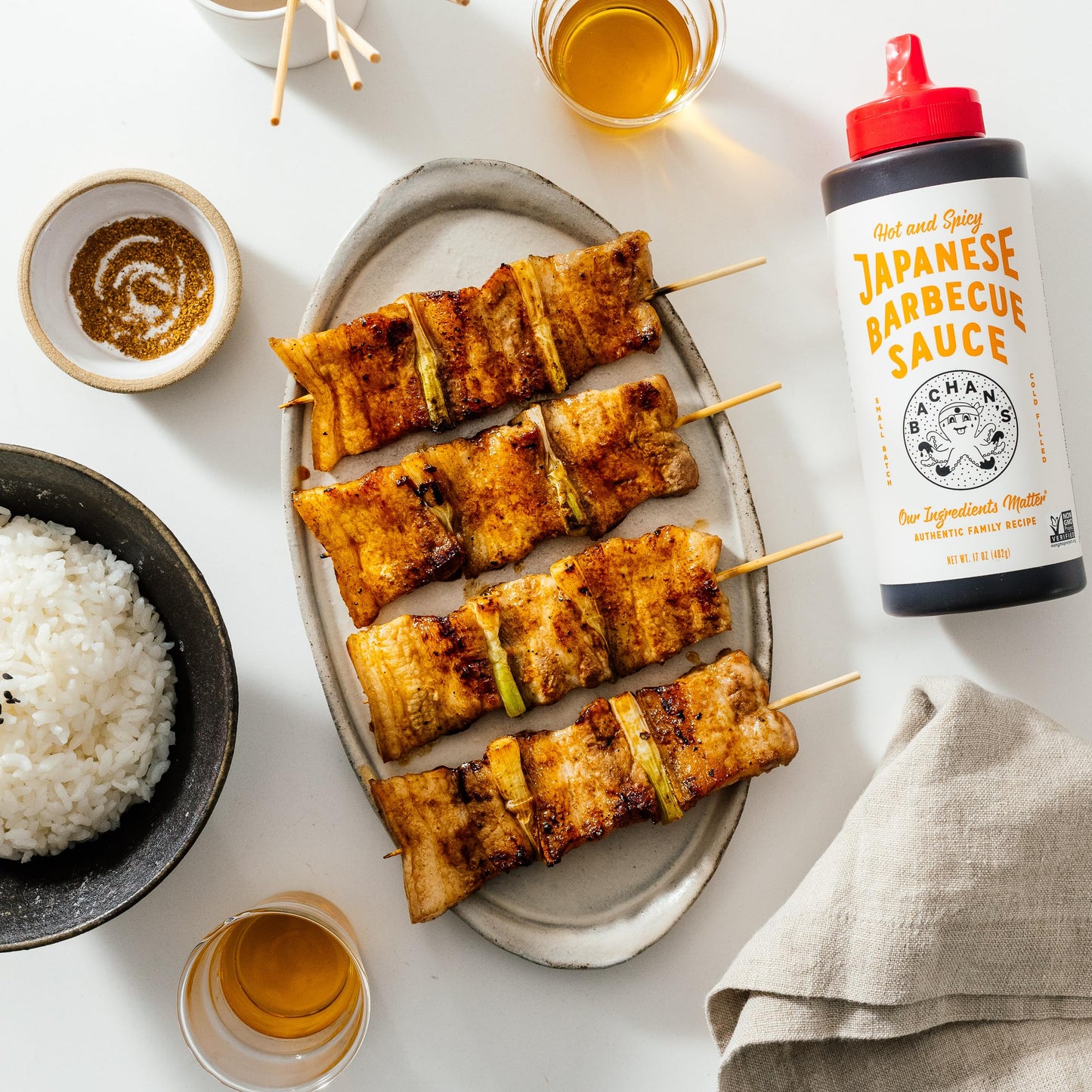 Bachan's Japanese Barbecue Sauce 2 Pack - 1 Original, 1 Sweet Honey - BBQ Sauce for Wings, Chicken, Beef, Pork, Seafood, Noodles, and More. Non GMO, No Preservatives, BPA free