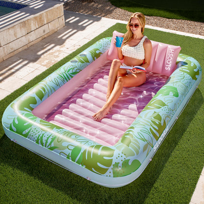 Sloosh Inflatable Tanning Pool Lounger Float for Adults, 70" x 46" Large Suntan Tub Pool Floats Sun Tan Tub Ice Bath Tub Tanning Bed Blow up Pool Raft Lounge Floatie, L-Blue