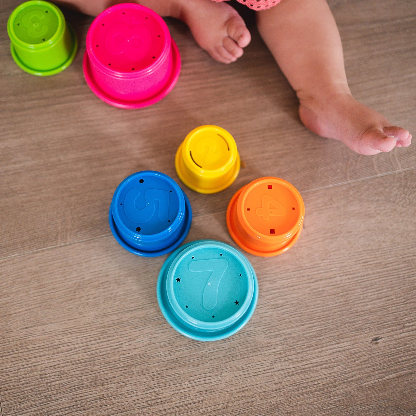 The First Years Stack & Count Stacking Cups - Colorful Baby Stacking Water Toys Set - Stackable Cups for Learning - Baby Bath Toys - Toddler Water Table Toys - 8 Count