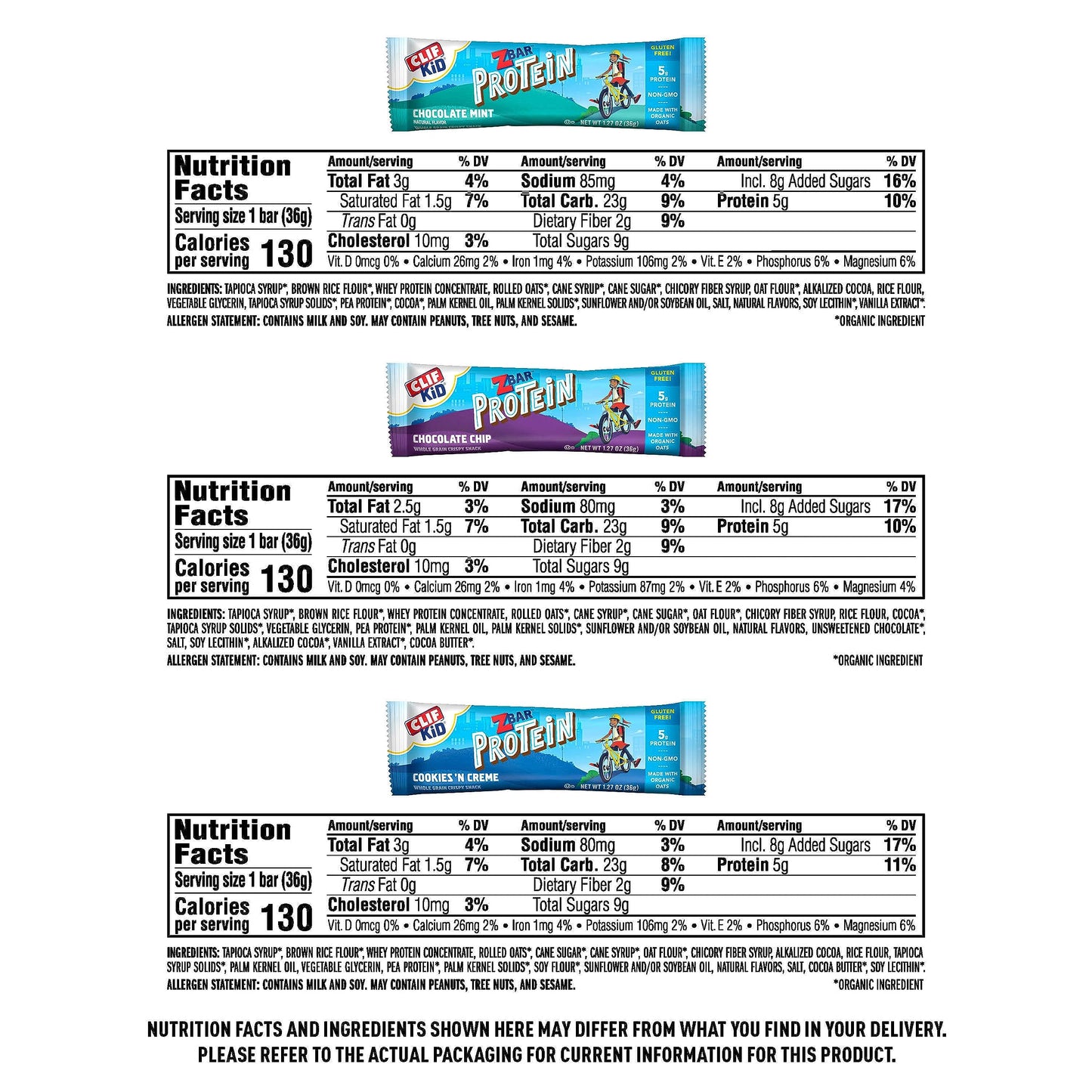 Zbar Protein - Cookies 'n Creme - Crispy Whole Grain Snack Bars - Made with Organic Oats - Non-GMO - 5g Protein - 1.27 oz. (15 Pack)