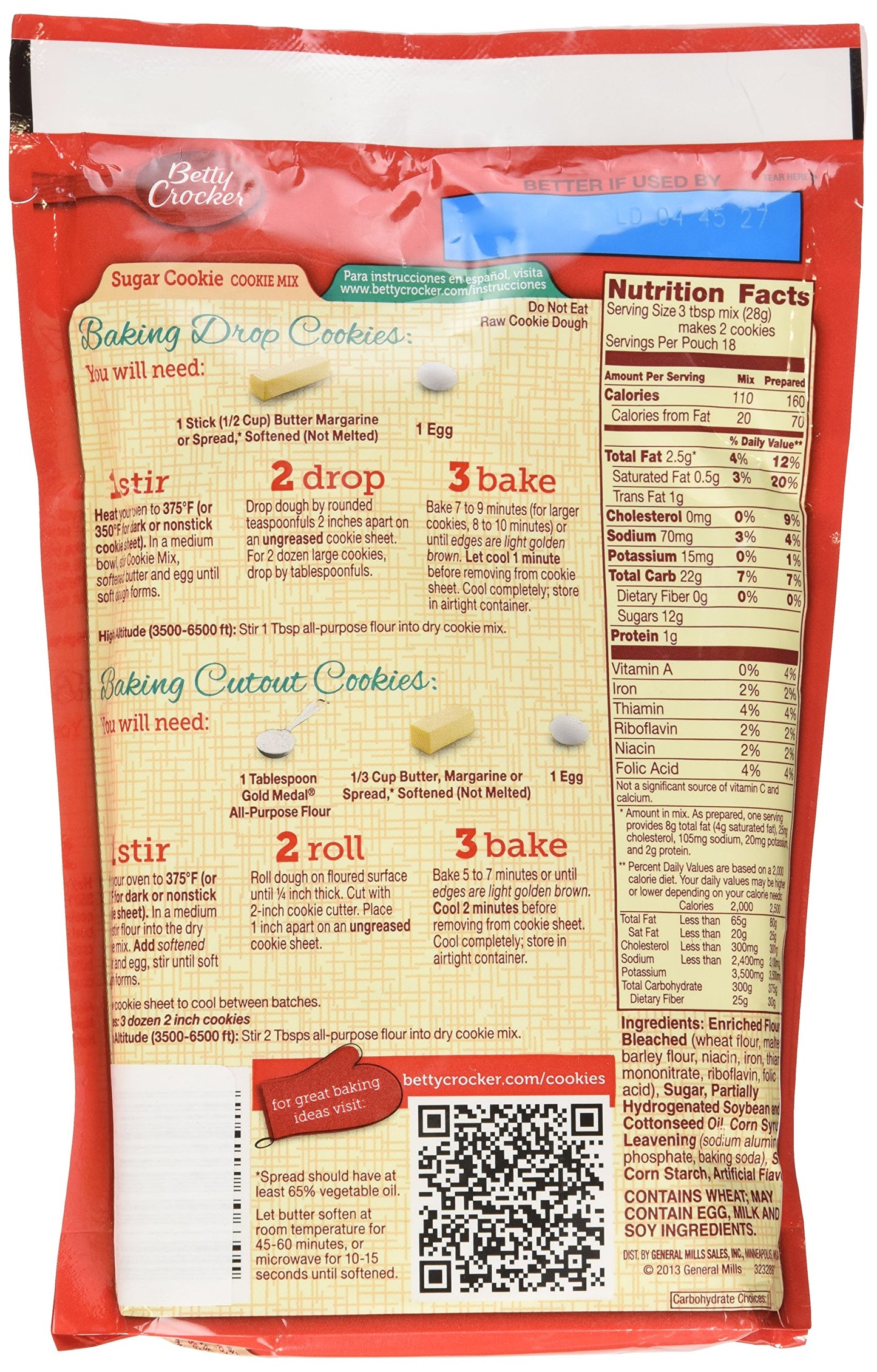 Betty Crocker Peanut Butter Cookie Mix, Makes twelve (12) 2-inch Cookies, 7.2 oz.