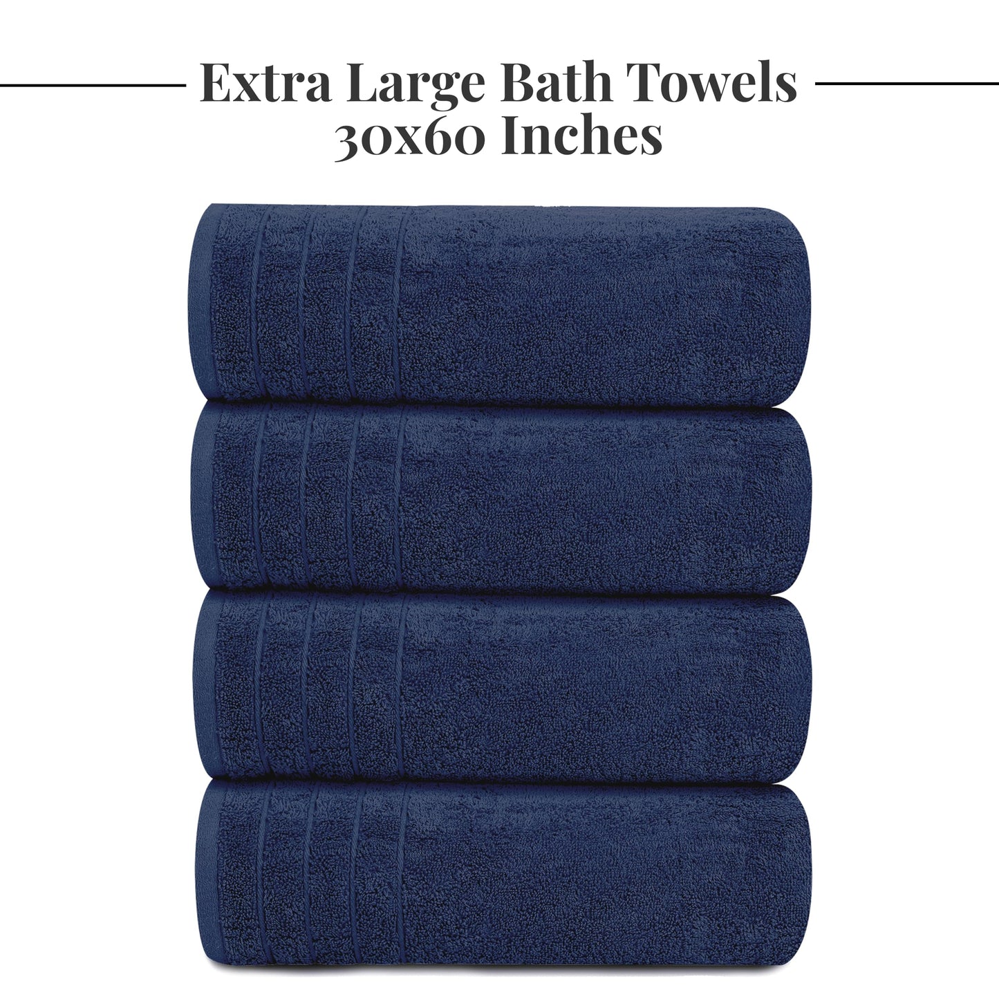 Tens Towels Large Bath Towels, 100% Cotton, 30 x 60 Inches Extra Large Bath Towels, Lighter Weight, Quicker to Dry, Super Absorbent, Perfect Bathroom Towels (Pack of 4)