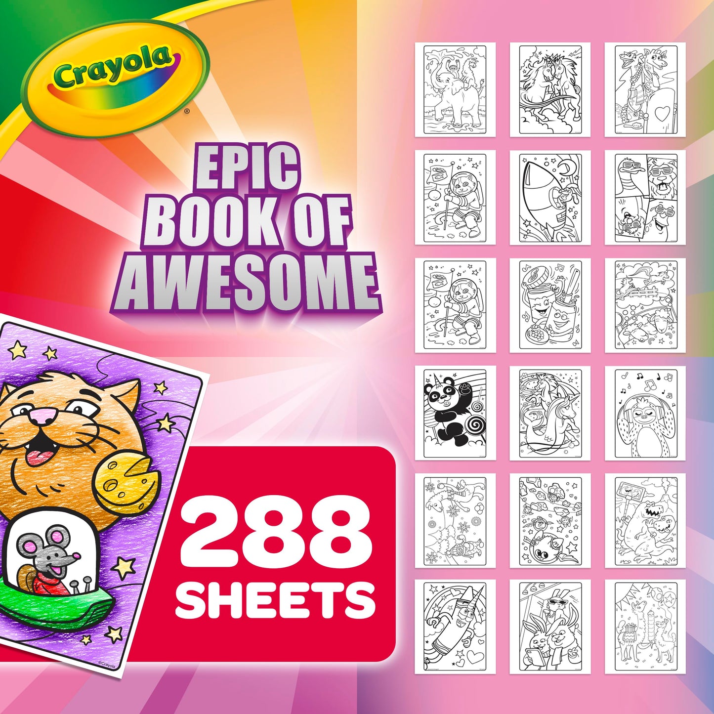 Crayola Epic Book of Awesome (288 Pages), Kids Coloring Book Activity Set, Animal Coloring Pages, Holiday Gift for Kids, 3+