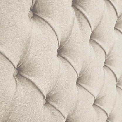 Madison Park Amelia Upholstered Headboard | Nail Head Trim Wingback Button Tufted | King, Cream