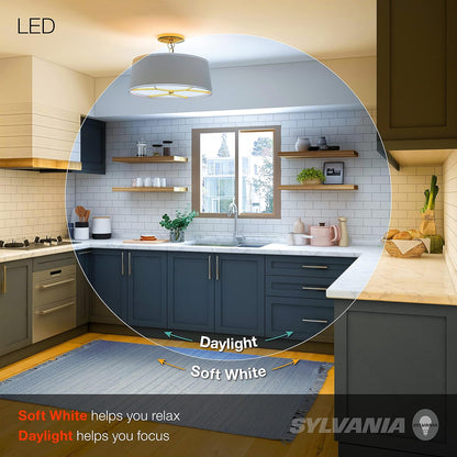 SYLVANIA LED A19 Light Bulb, 60W Equivalent Efficient 8.5W Medium Base, 2700K Soft White, 4 pack