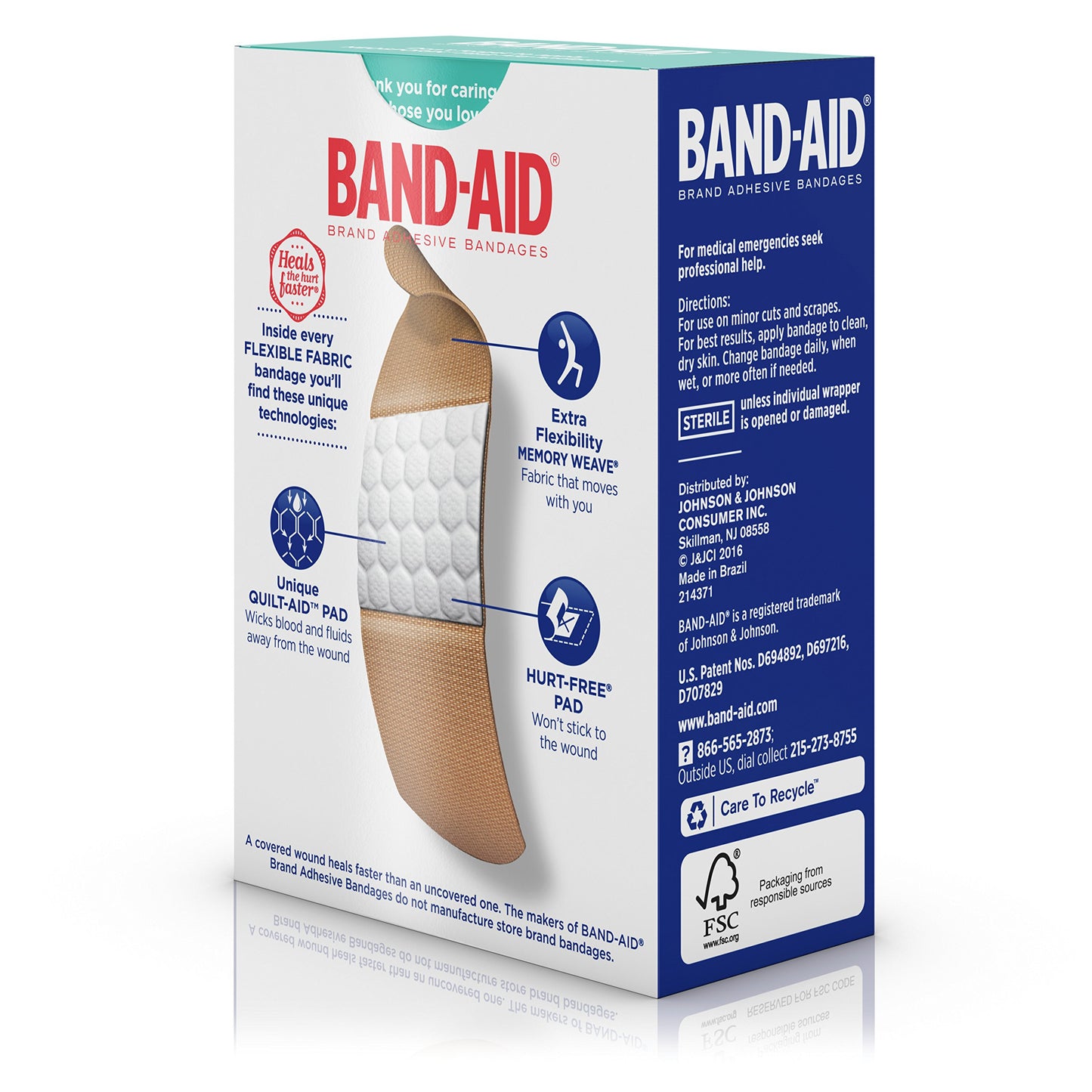 Band-Aid Brand Flexible Fabric Adhesive Bandages for Wound Care and First Aid, All One Size, 100 Count