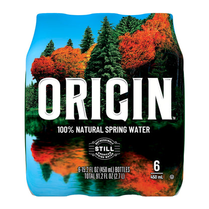 ORIGIN, 100% Natural Spring Water, 900 mL, Recycled Plastic Bottle, 30.4 Fl Oz (Pack of 12)