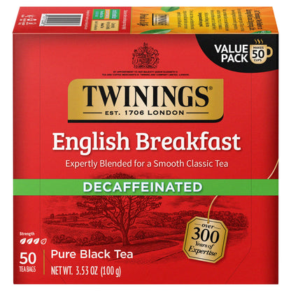 Twinings English Breakfast Black Tea, 100 Individually Wrapped Tea Bags, Smooth, Flavourful, Robust, Caffeinated, Enjoy Hot or Iced