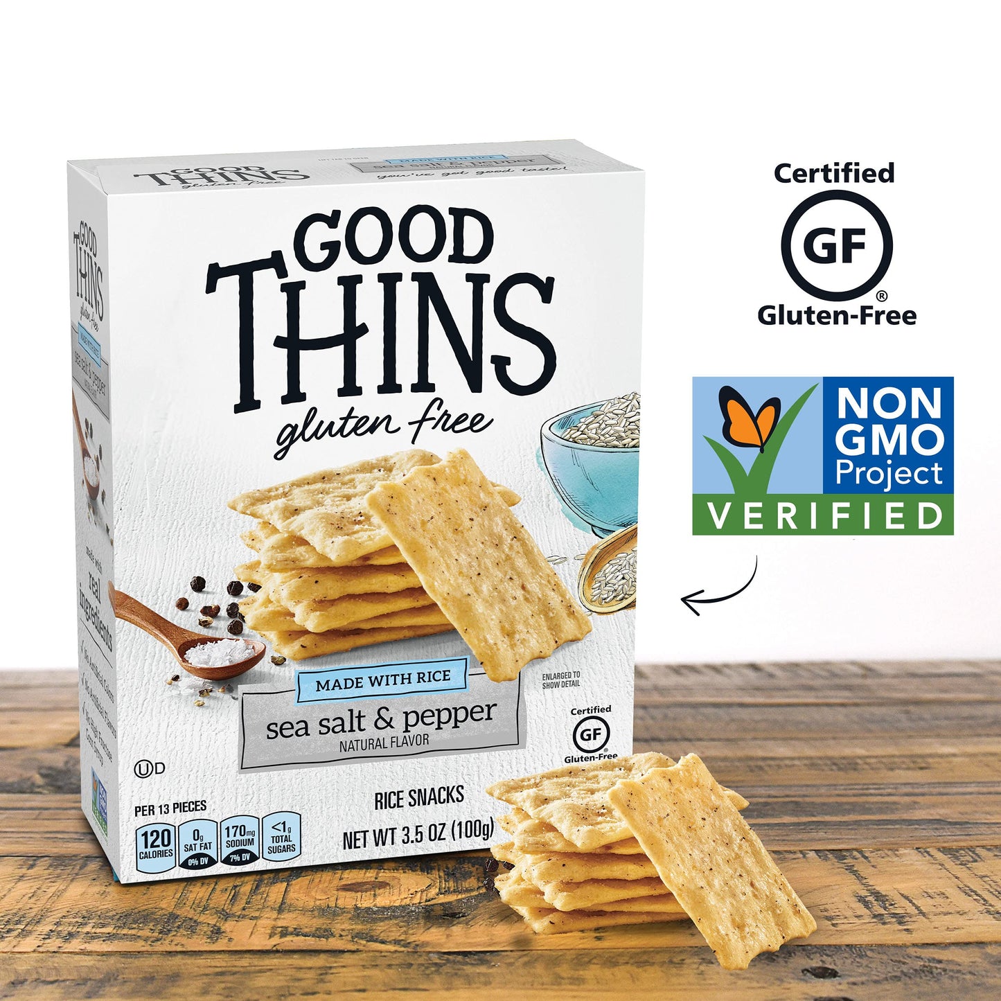 Good Thins Simply Salt Rice Snacks Gluten Free Crackers, 3.5 oz