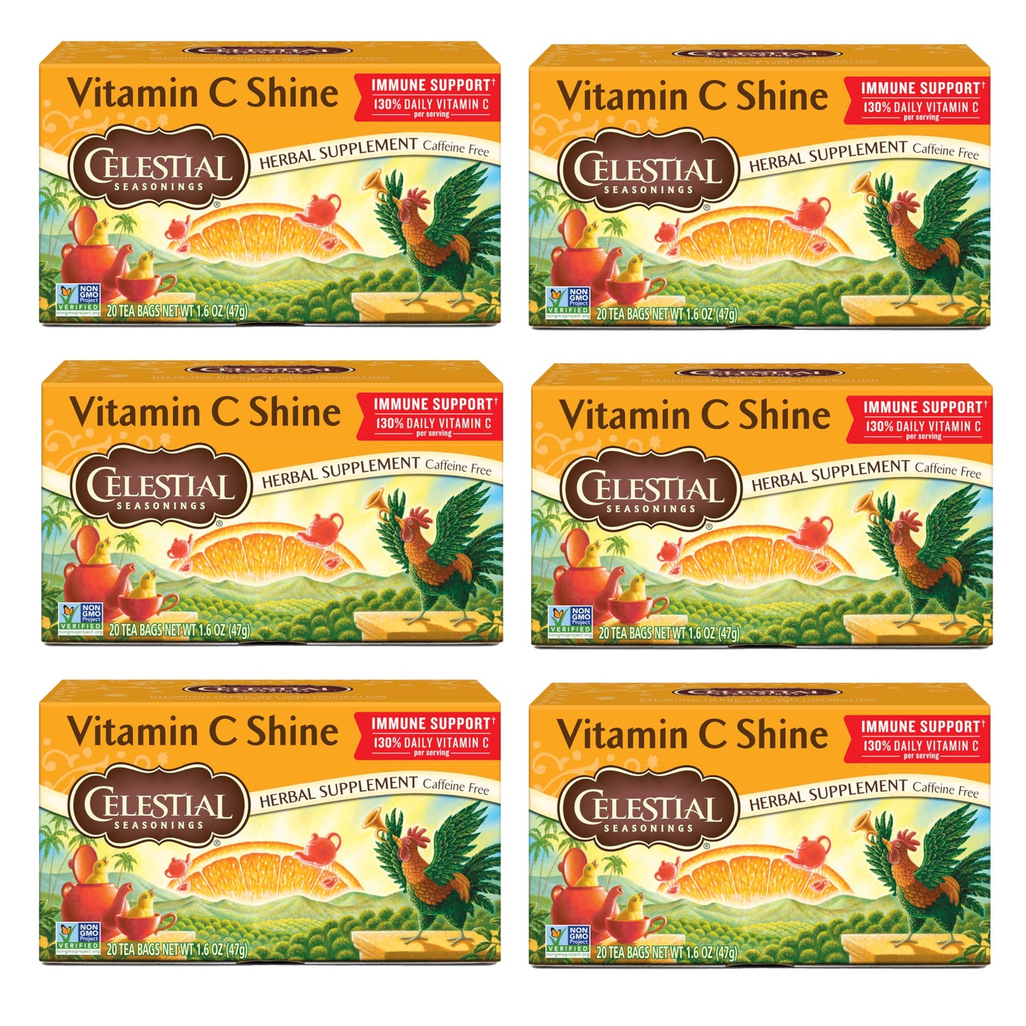 Celestial Seasonings Country Peach Passion Herbal Tea, Caffeine Free, 20 Tea Bags Box, (Pack of 6)