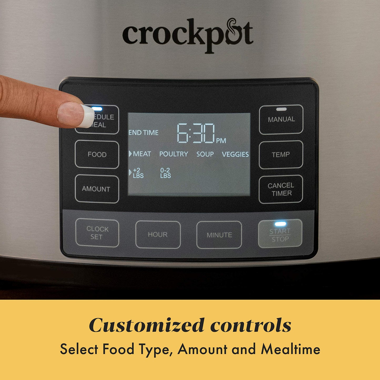 Crock-Pot Large 8-Quart Programmable Slow Cooker with Auto Warm Setting, Black Stainless Steel, Includes Cookbook (Pack of 1)