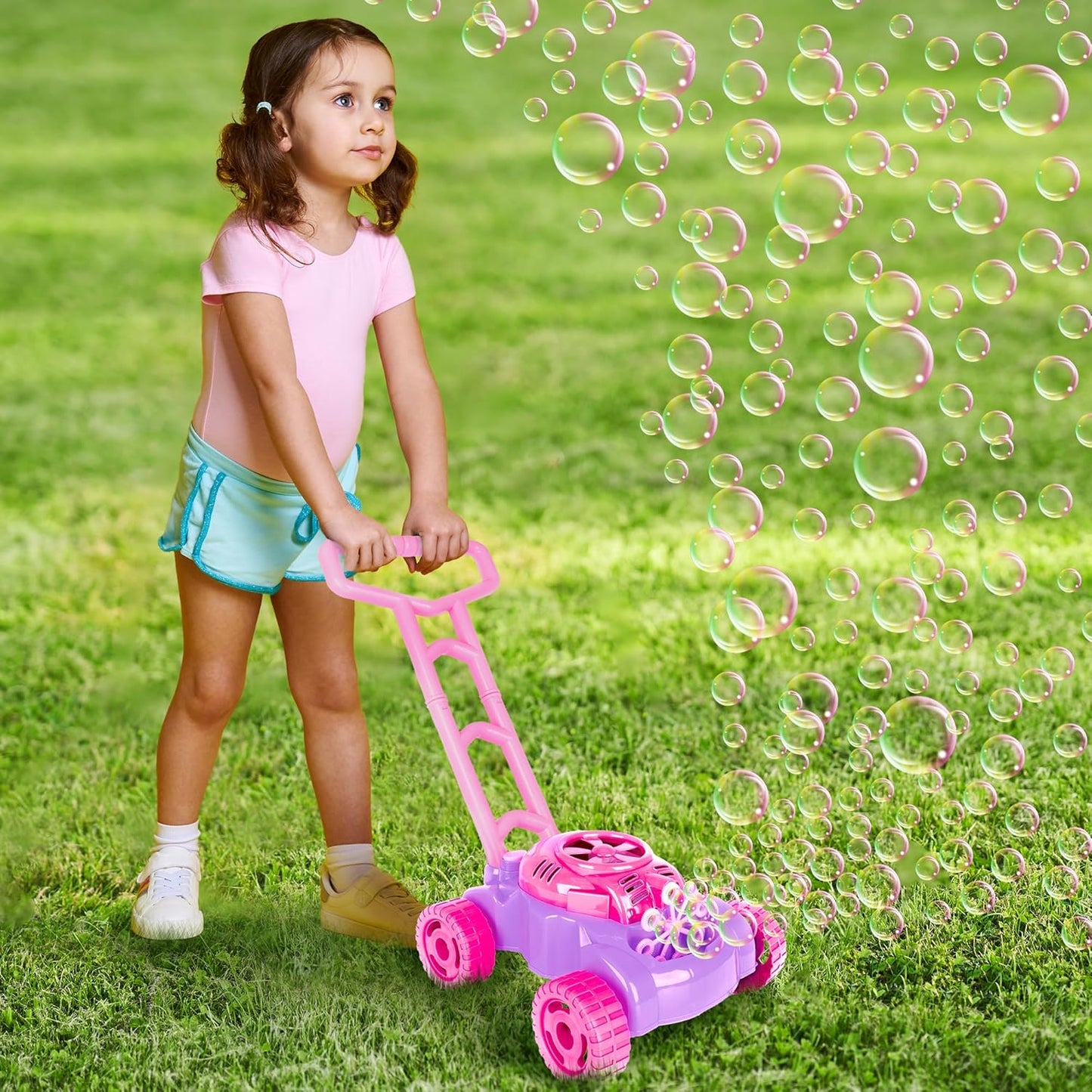 ArtCreativity Bubble Lawn Mower for Toddlers 1-3, Kids Bubble Blower Machine, Outdoor Push Gardening Summer Toys for Kids Age 1 2 3 4 5, Christmas Xmas Birthday Gifts Toys for Preschool Baby Girls