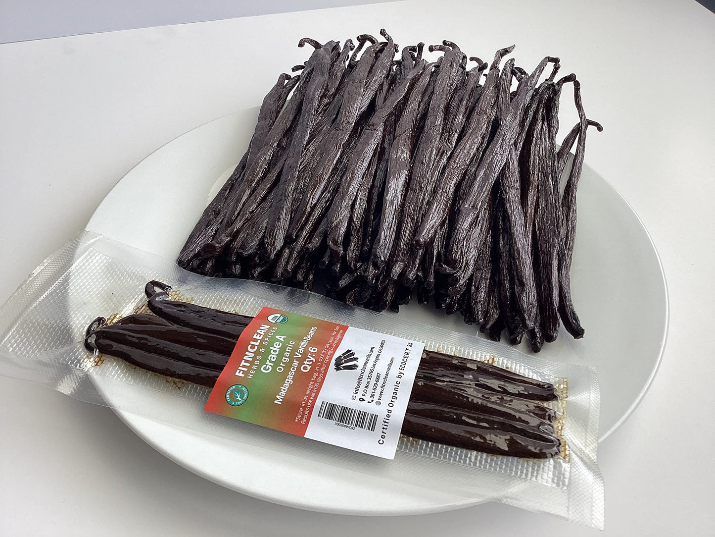 50 Organic Grade A Madagascar Vanilla Beans. Certified USDA Organic for Extract and all things Vanilla by FITNCLEAN VANILLA. ~5" Bulk Fresh Bourbon NON-GMO Pods.