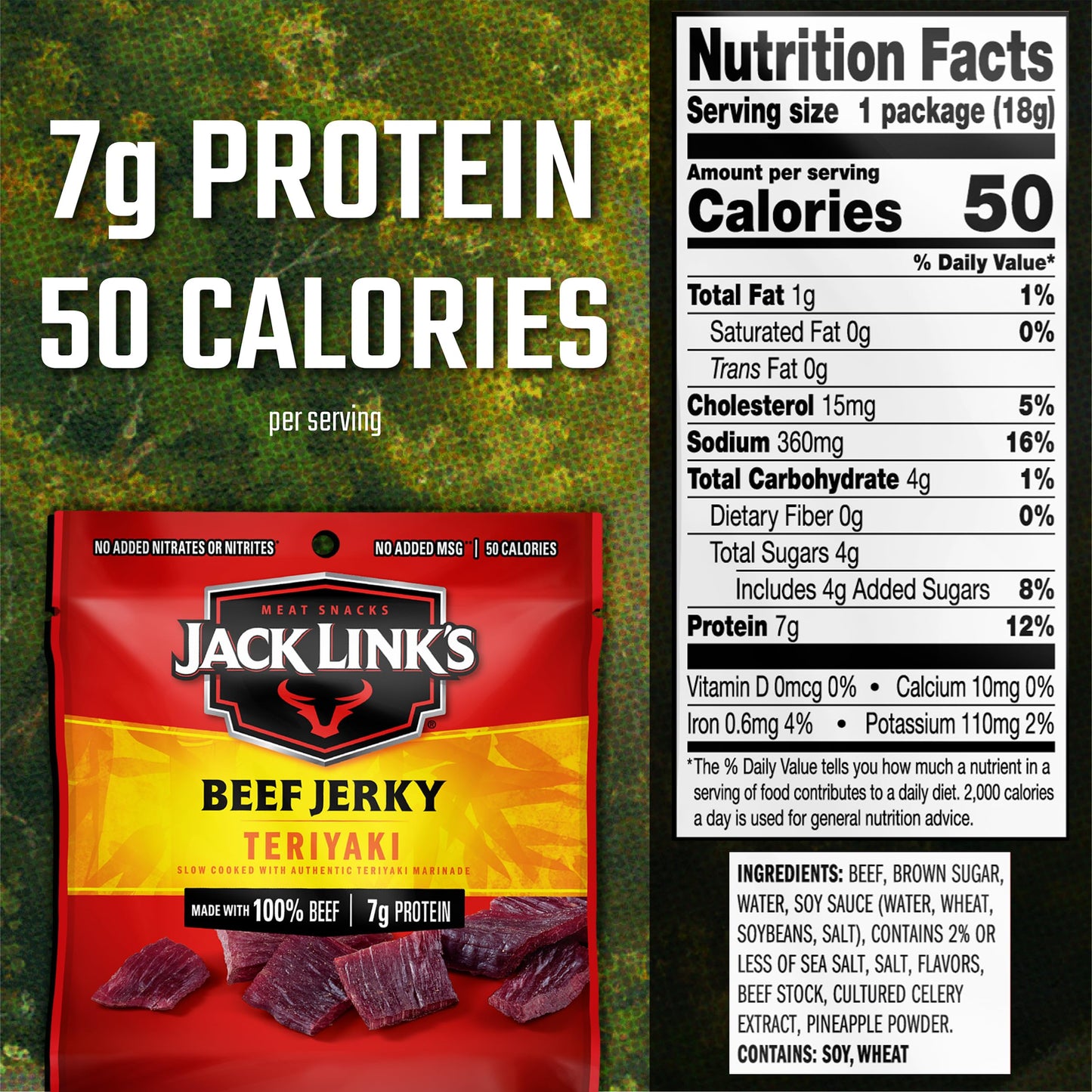 Jack Link's Beef Jerky, Original, Multipack Bags – Flavorful Meat Snacks for Lunches, Ready to Eat, Individual Packs - 7g of Protein, Made with 100% Beef – 0.625 oz (Pack of 20)