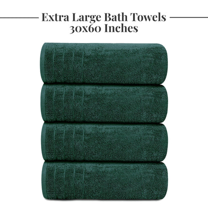 Tens Towels Large Bath Towels, 100% Cotton, 30 x 60 Inches Extra Large Bath Towels, Lighter Weight, Quicker to Dry, Super Absorbent, Perfect Bathroom Towels (Pack of 4)