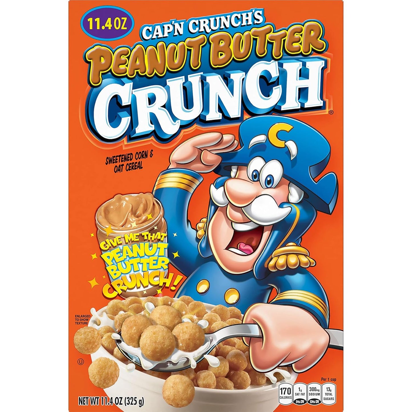 Cap'N Crunch Breakfast Cereal, Peanut Butter Crunch, 11.4oz Box