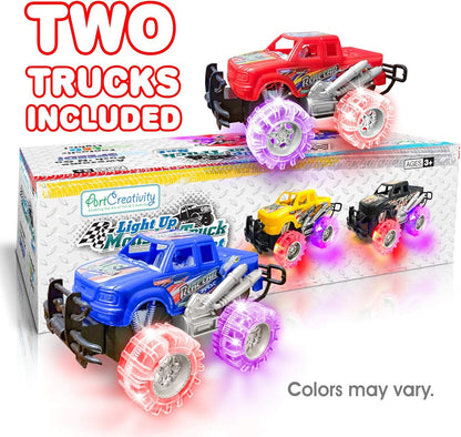 ArtCreativity Light Up Monster Trucks for Boys and Girls, Toy Truck Set of 2, Monster Trucks for Boys 3-6 Years Old, Toddler Monster Truck Toys, Light Up Trucks, Easter Gifts for Kids