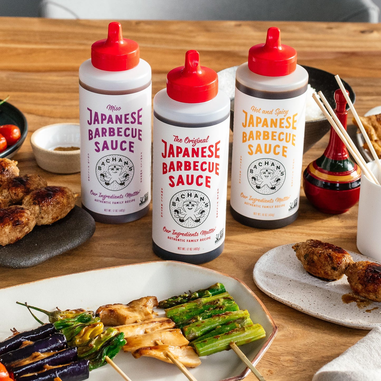 Bachan's Japanese Barbecue Sauce 2 Pack - 1 Original, 1 Sweet Honey - BBQ Sauce for Wings, Chicken, Beef, Pork, Seafood, Noodles, and More. Non GMO, No Preservatives, BPA free