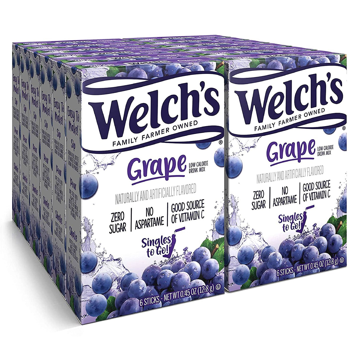 Welch's Singles To Go Variety Pack, Watertok Powdered Drink Mix, Includes 4 Flavors, Grape, Passion fruit, Strawberry Peach, Cherry Pomegranate, 1 Box (30 Servings)