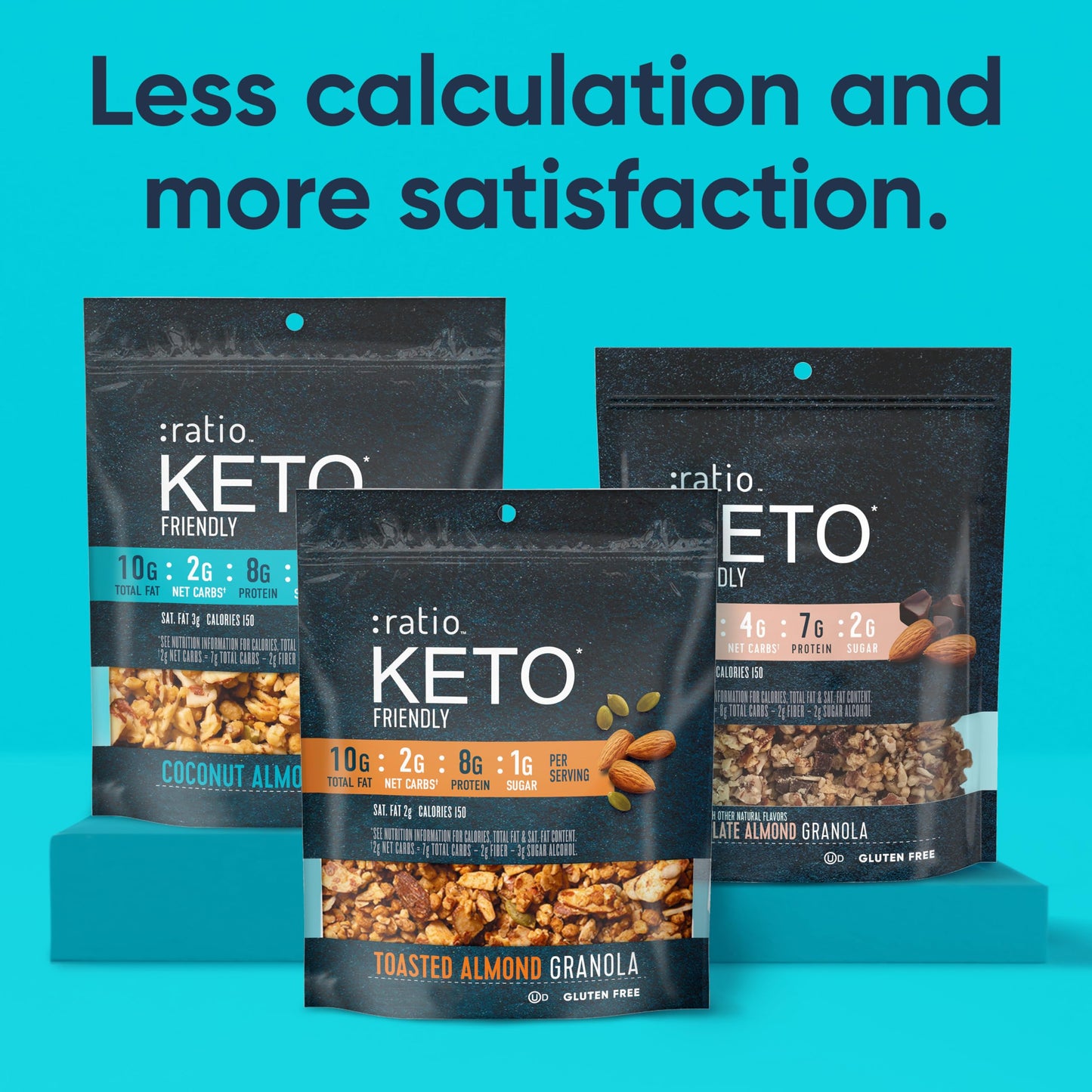 Ratio Coconut Almond Granola Cereal, 1g Sugar, Keto Friendly, 8 OZ Resealable Cereal Bag