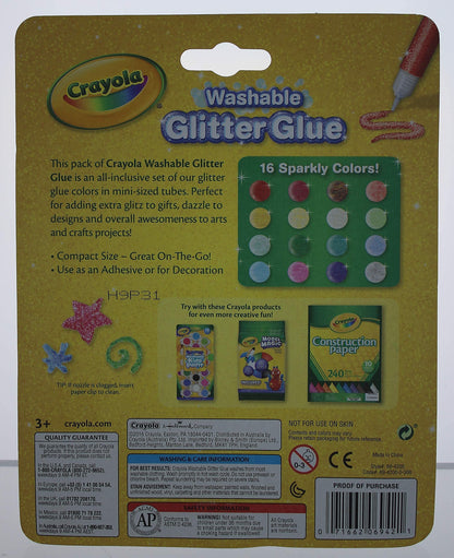 Crayola Pip-Squeaks Washable Glitter Glue 16/Pkg-