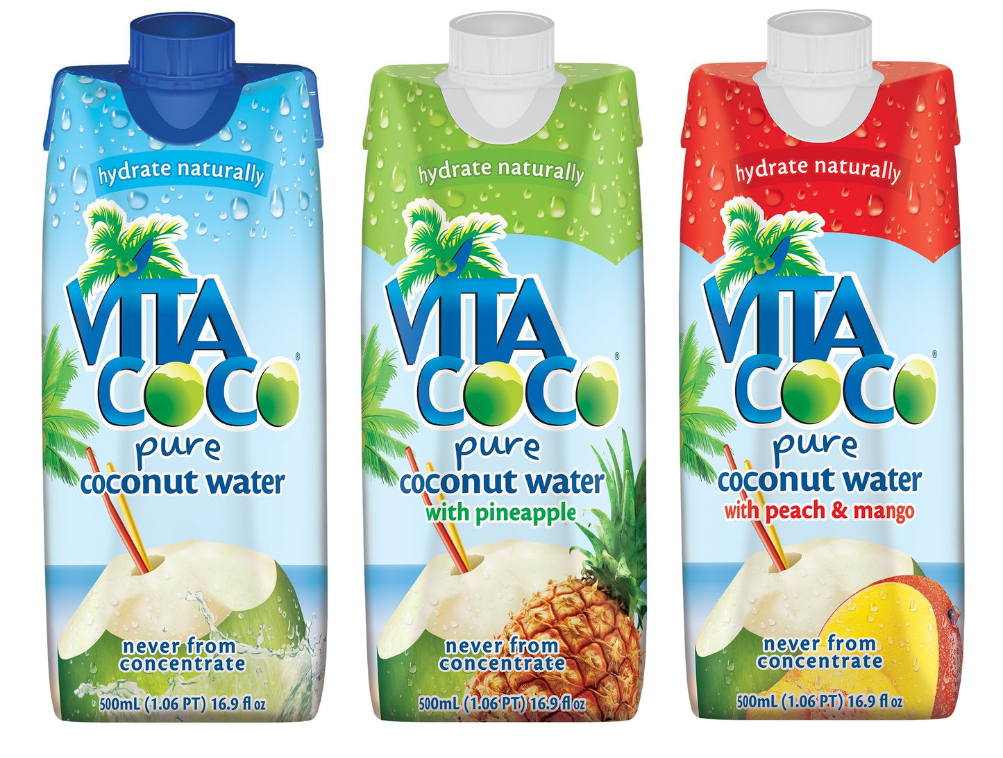 Vita Coco Coconut Water Naturally Hydrating Electrolyte Drink Smart Alternative to Coffee Soda and Sports Drinks Gluten Free, Pineapple, 16.9 Fl Oz (Pack of 12), 202.8 Fl Oz